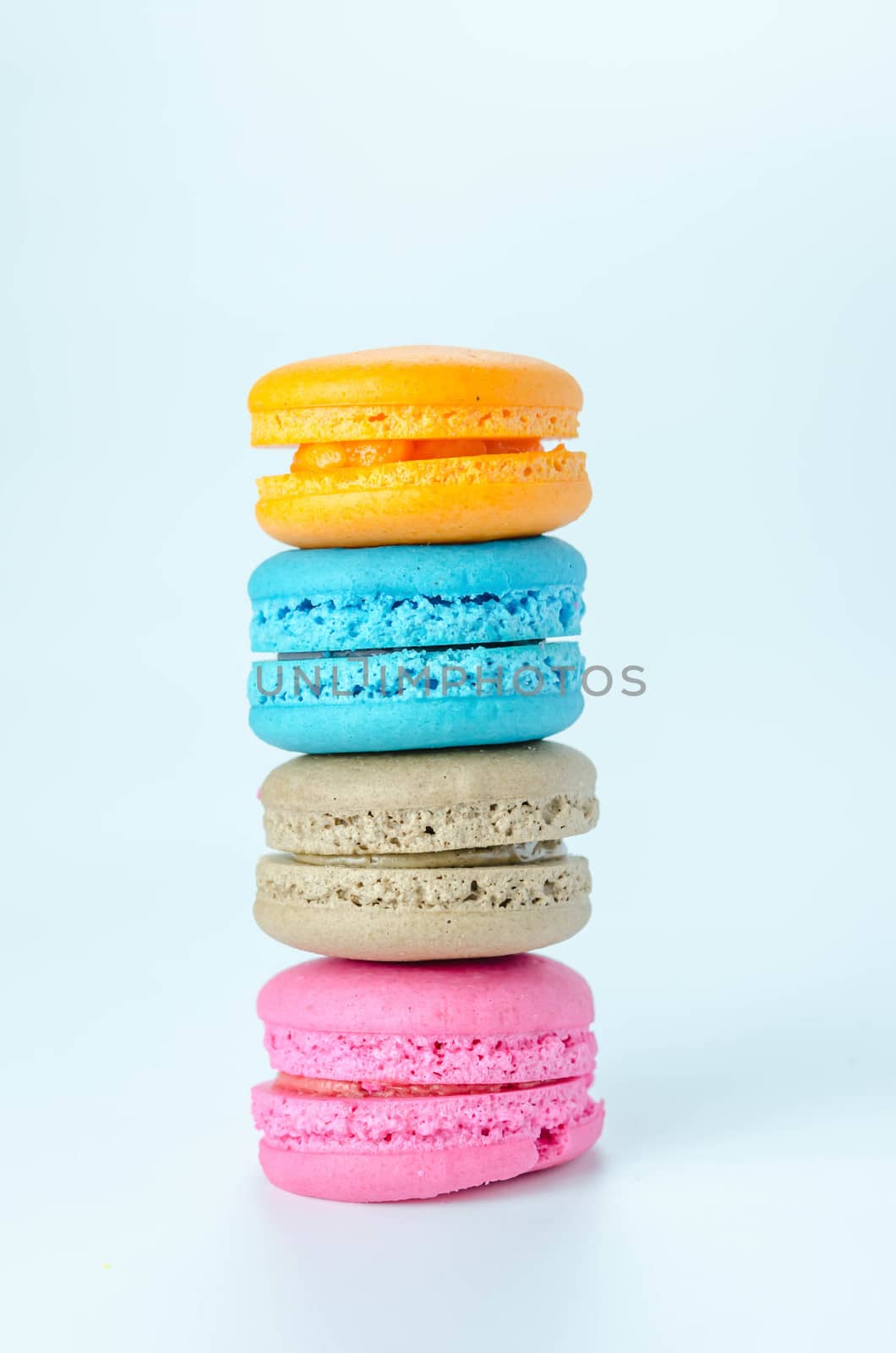 Colorful macaroons collection set on a white background