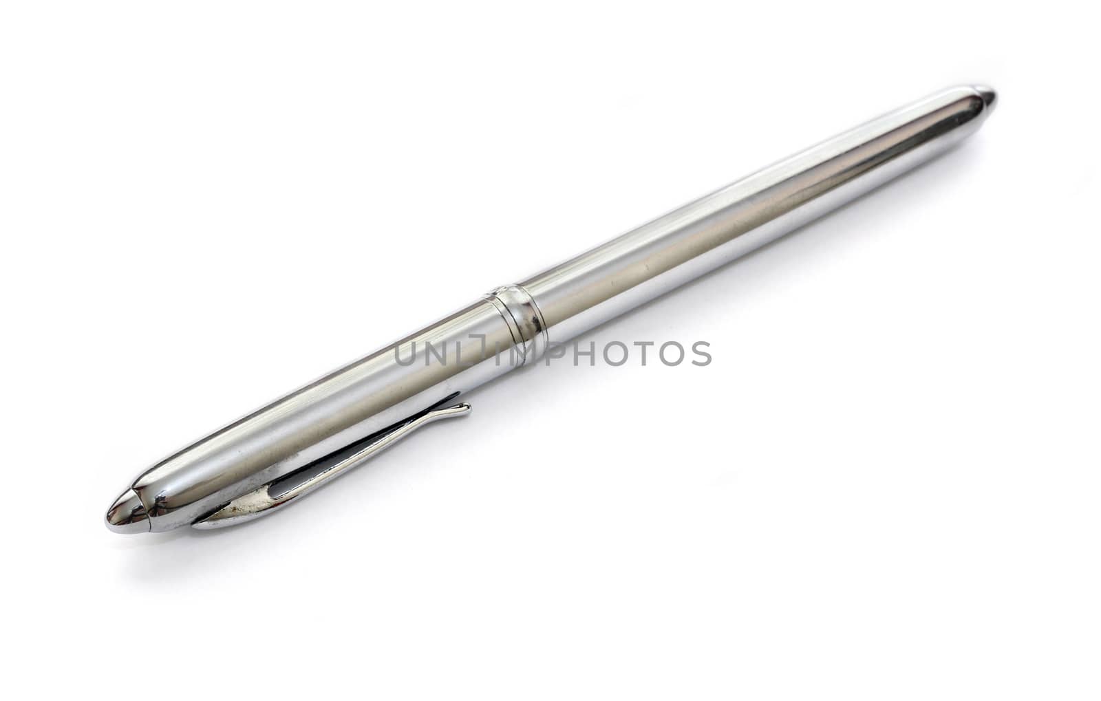 Silver metal pen isolated on white background