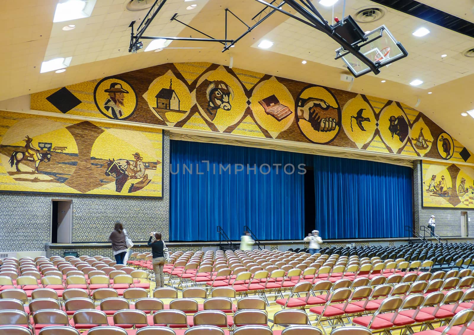 Mitchell, South Dakota, USA - May 10, 2008: Interior of famous "The World's Only Corn Palace" known widely for its walls covered with corn.