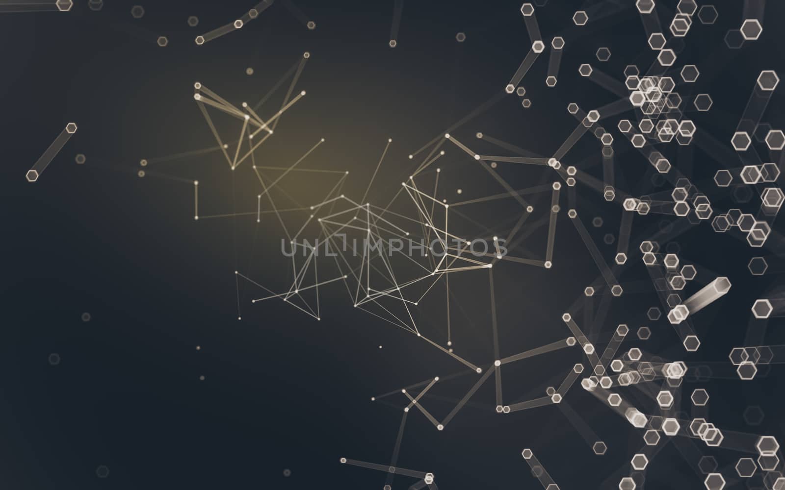 Abstract polygonal space low poly dark background with connecting dots and lines. Connection structure. 3d rendering