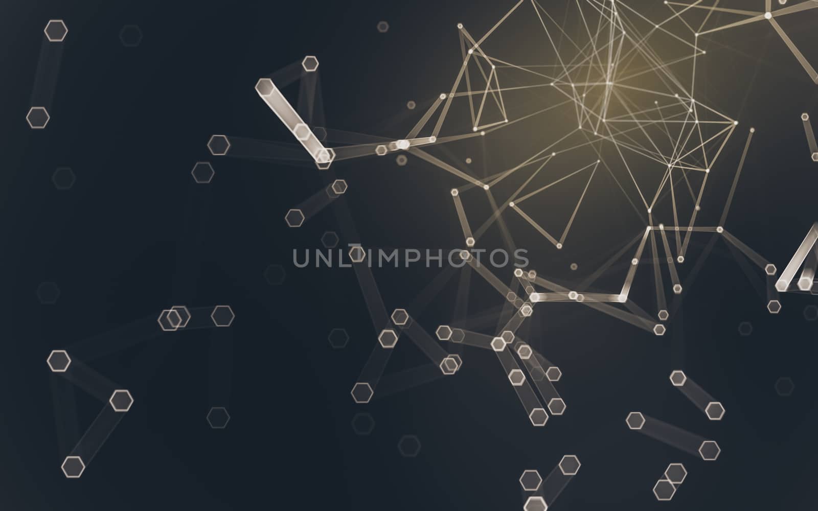 Abstract polygonal space low poly dark background with connecting dots and lines. Connection structure. 3d rendering