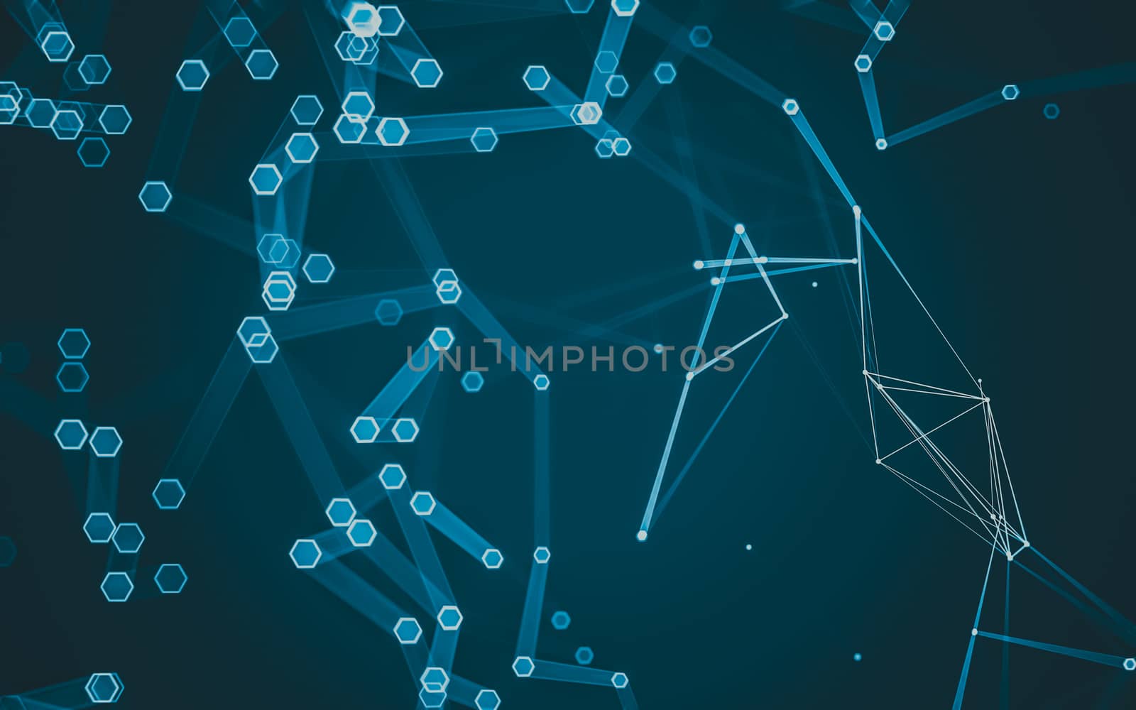 Abstract polygonal space low poly dark background with connecting dots and lines. Connection structure. 3d rendering