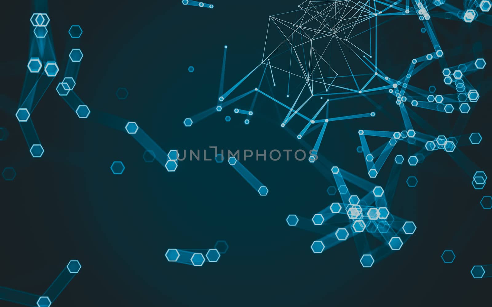 Abstract polygonal space low poly dark background with connecting dots and lines. Connection structure. 3d rendering