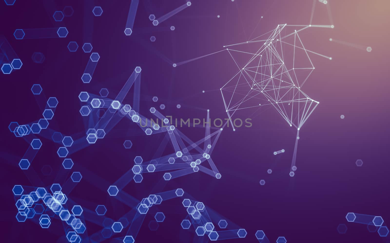 Abstract polygonal space low poly dark background with connecting dots and lines. Connection structure. 3d rendering