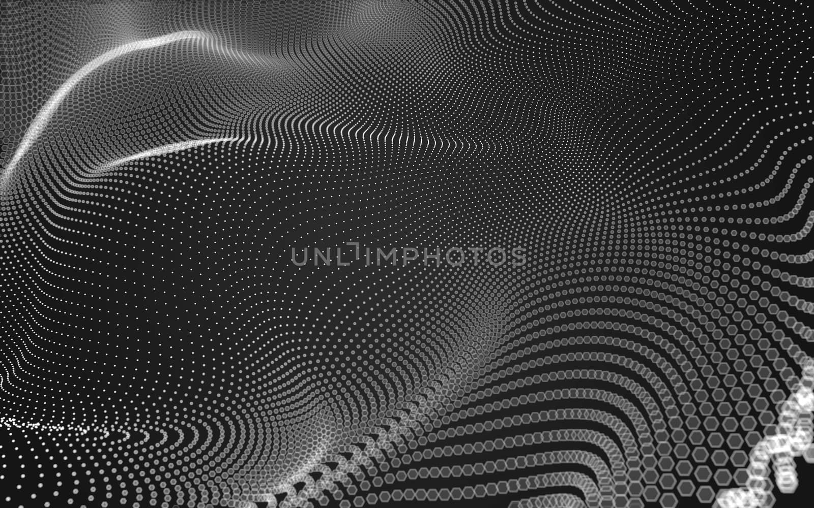 Abstract polygonal space low poly dark background with connecting dots and lines. Connection structure. 3d rendering