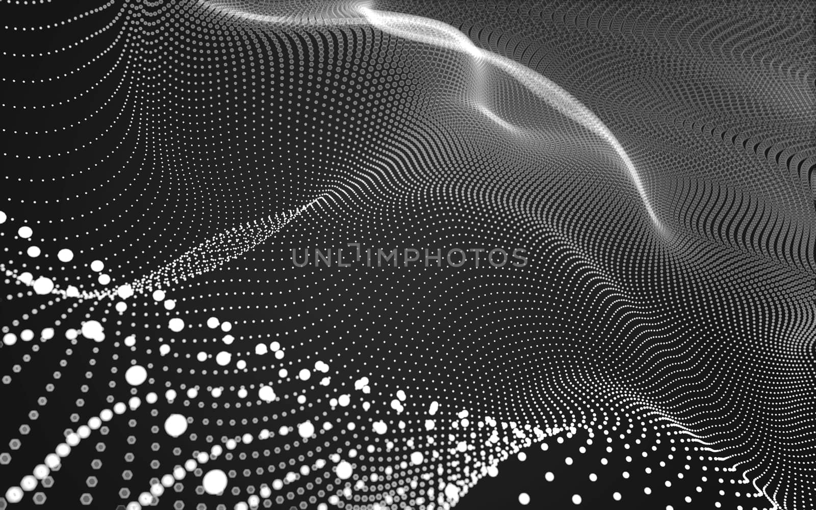 Abstract polygonal space low poly dark background with connecting dots and lines. Connection structure. 3d rendering