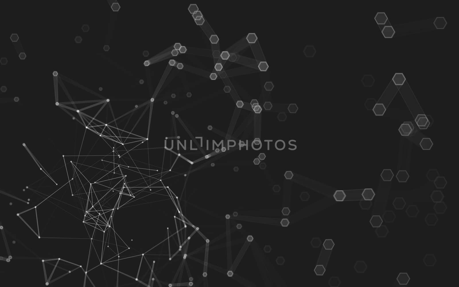 Abstract polygonal space low poly dark background with connecting dots and lines. Connection structure. 3d rendering