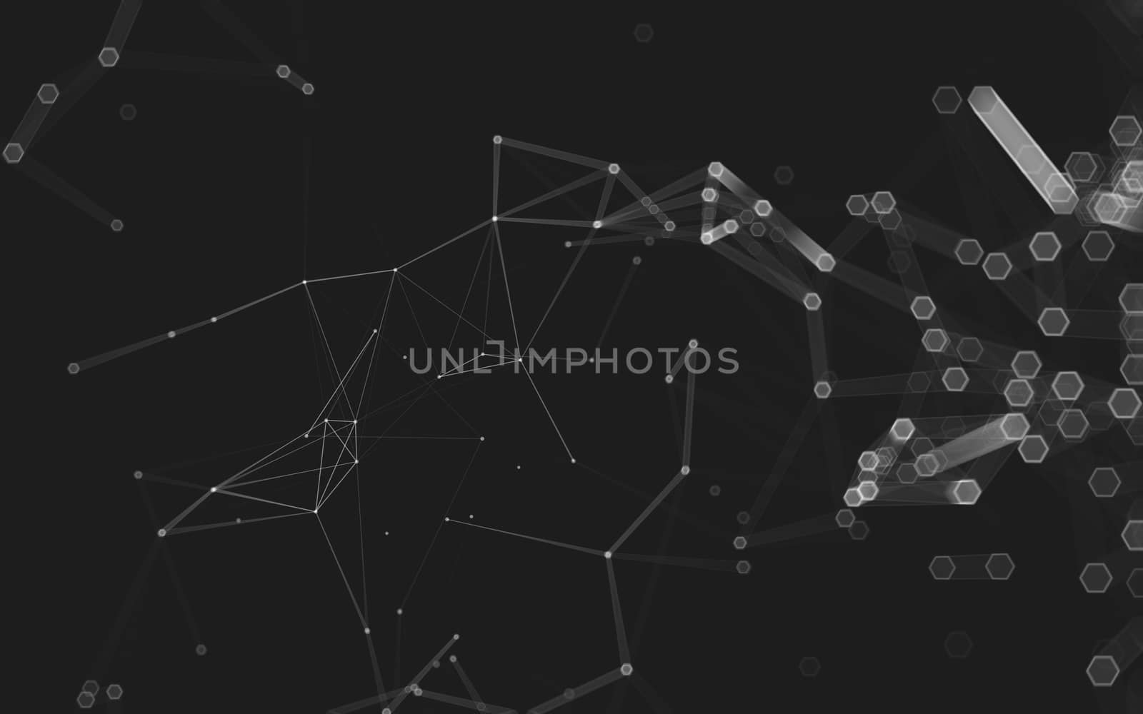 Abstract polygonal space low poly dark background with connecting dots and lines. Connection structure. 3d rendering