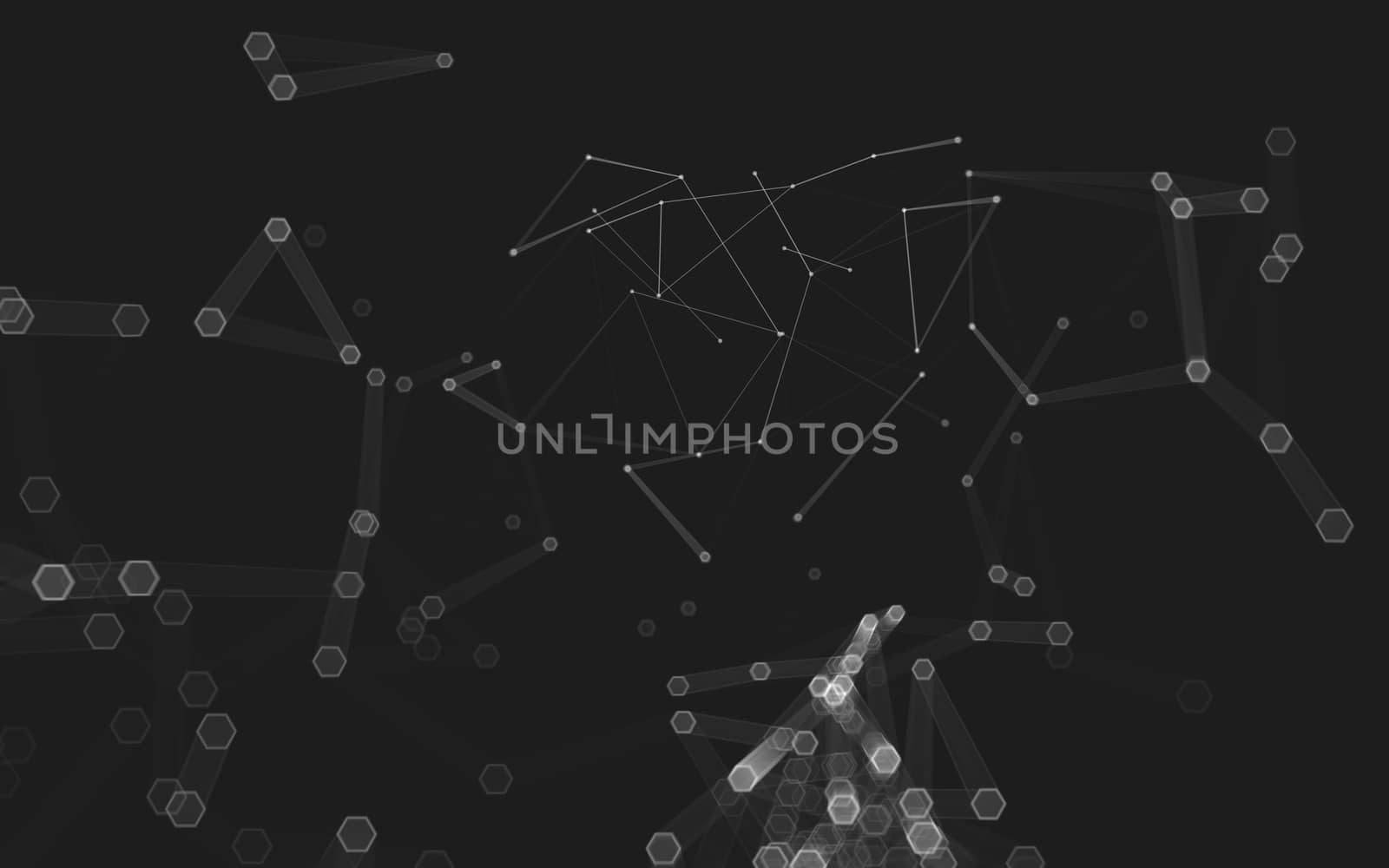 Abstract polygonal space low poly dark background with connecting dots and lines. Connection structure. 3d rendering