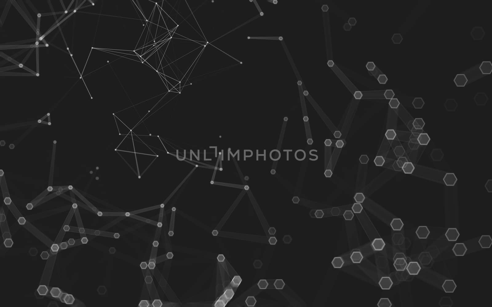 Abstract polygonal space low poly dark background with connecting dots and lines. Connection structure. 3d rendering