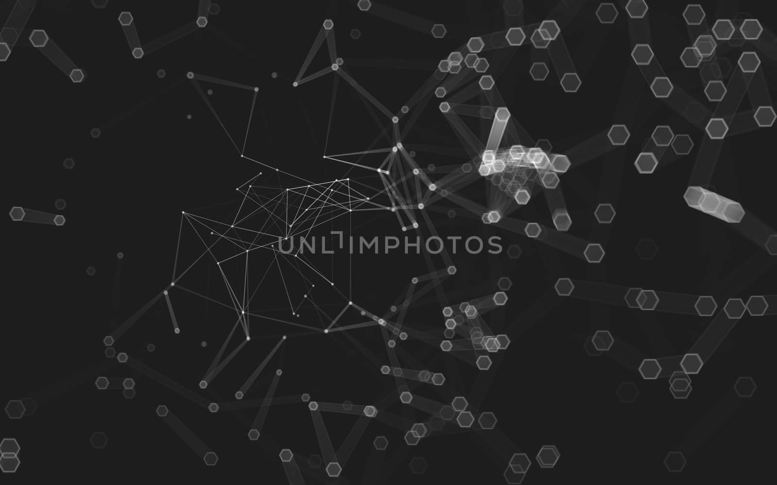 Abstract polygonal space low poly dark background with connecting dots and lines. Connection structure. 3d rendering