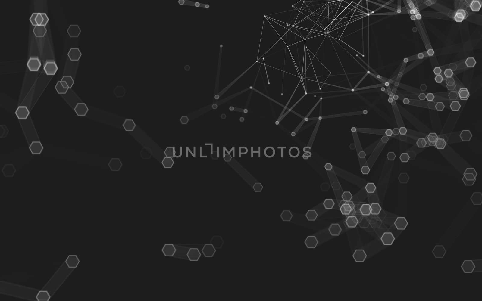 Abstract polygonal space low poly dark background with connecting dots and lines. Connection structure. 3d rendering