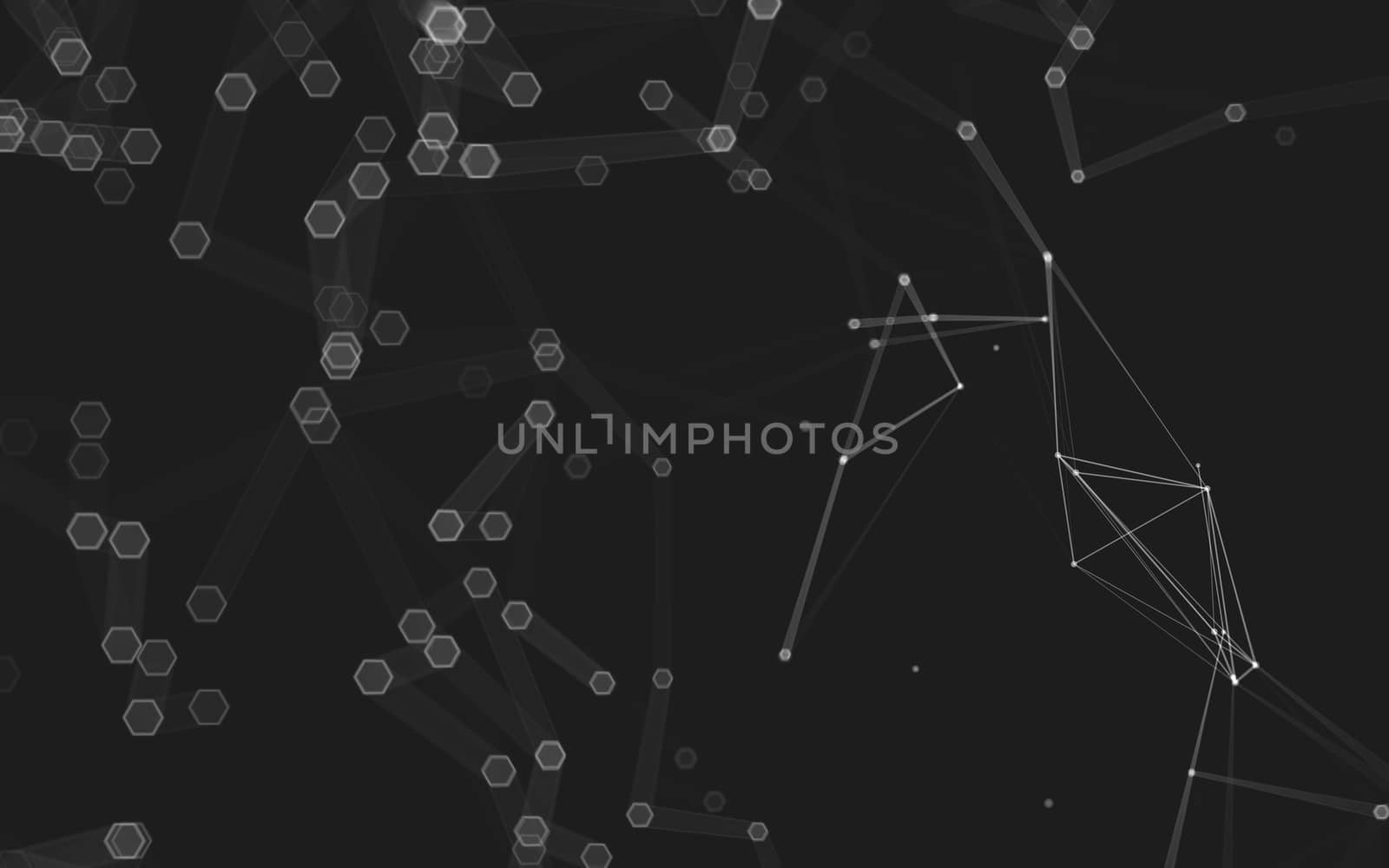 Abstract polygonal space low poly dark background with connecting dots and lines. Connection structure. 3d rendering