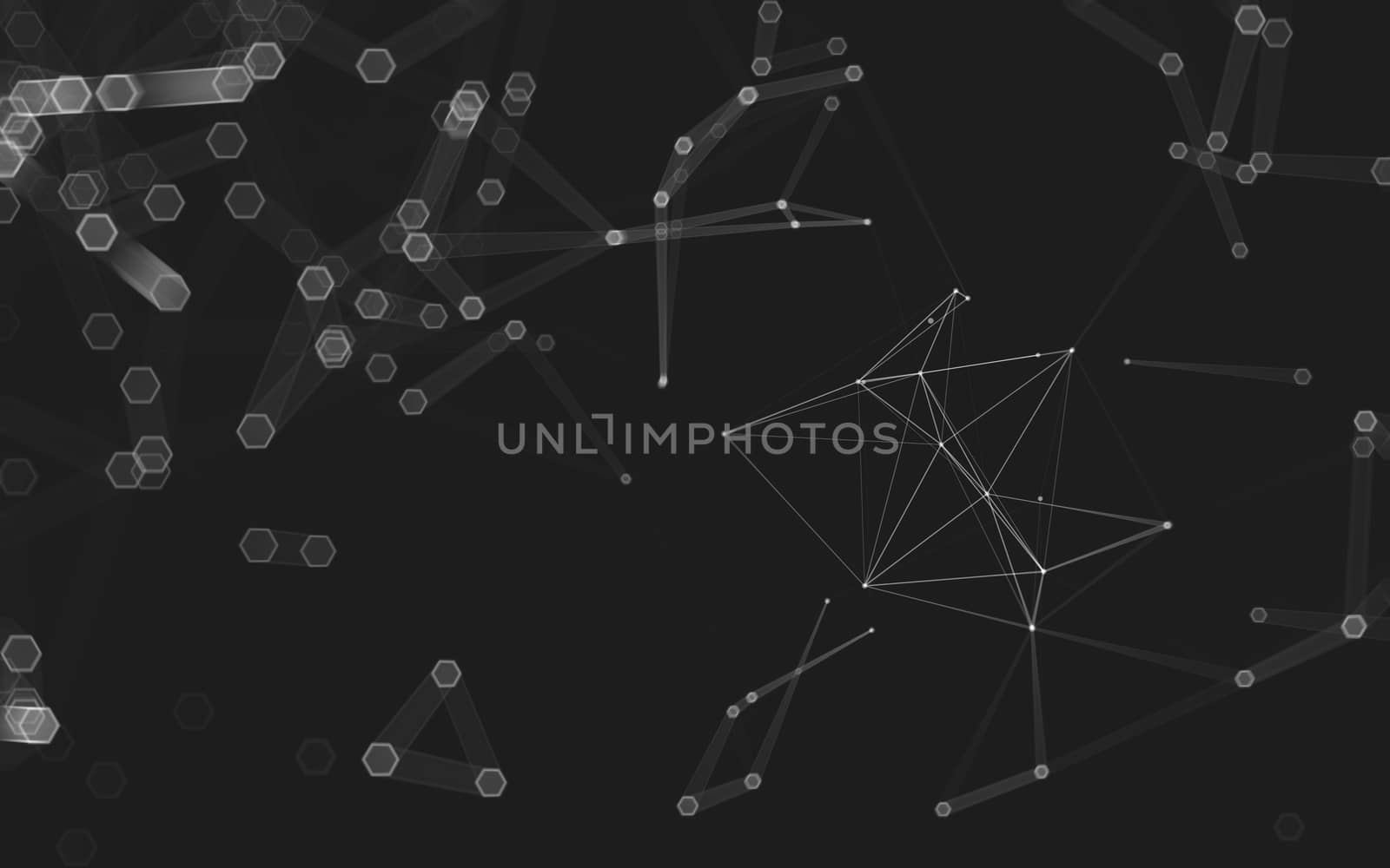 Abstract polygonal space low poly dark background with connecting dots and lines. Connection structure. 3d rendering