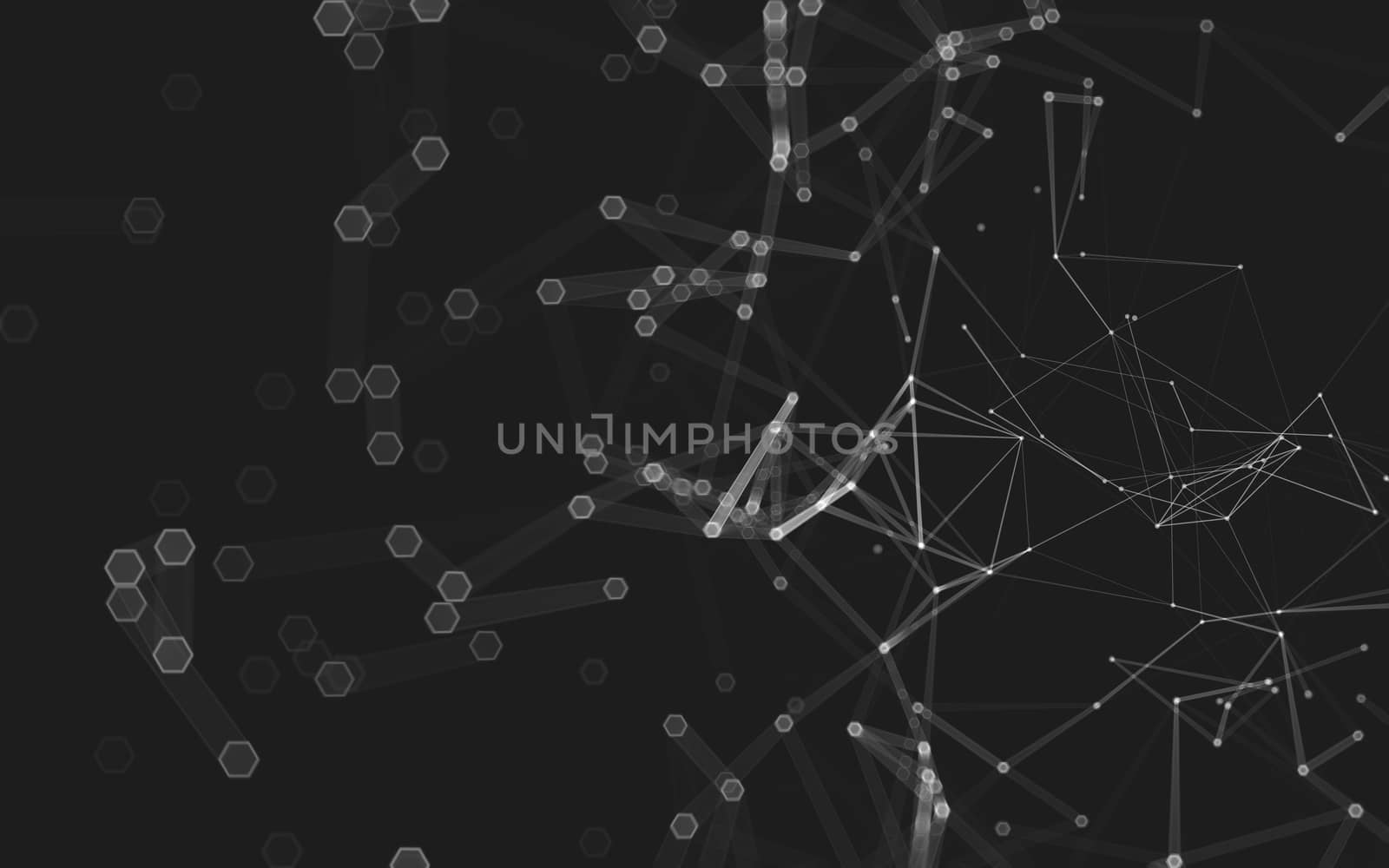 Abstract polygonal space low poly dark background with connecting dots and lines. Connection structure. 3d rendering