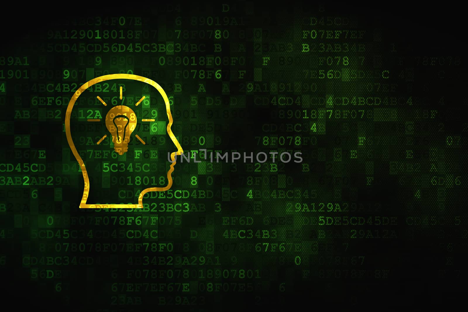 Finance concept: Head With Lightbulb on digital background by maxkabakov