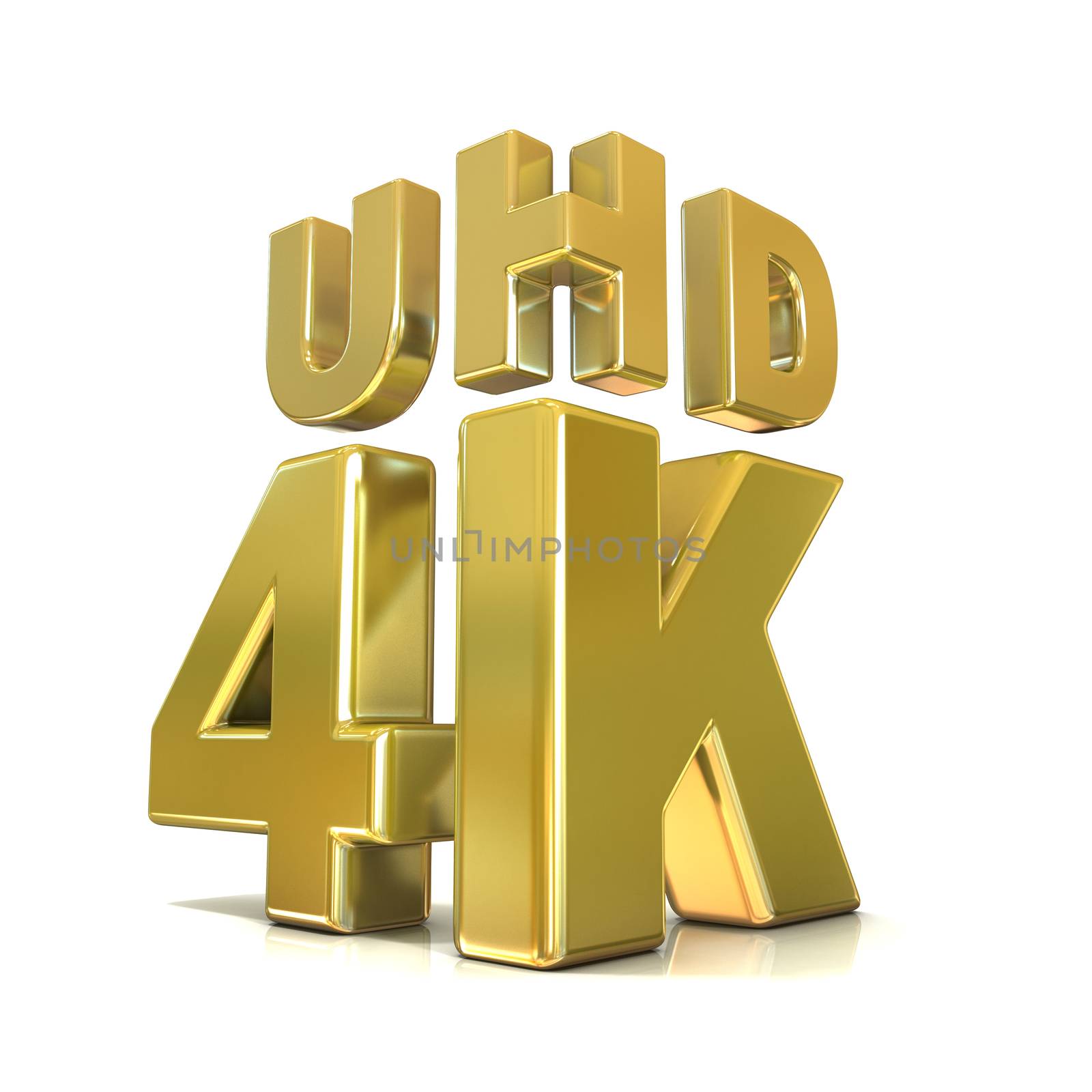 Ultra HD (high definition) resolution technology. 4K concept. 3D render illustration isolated on white background