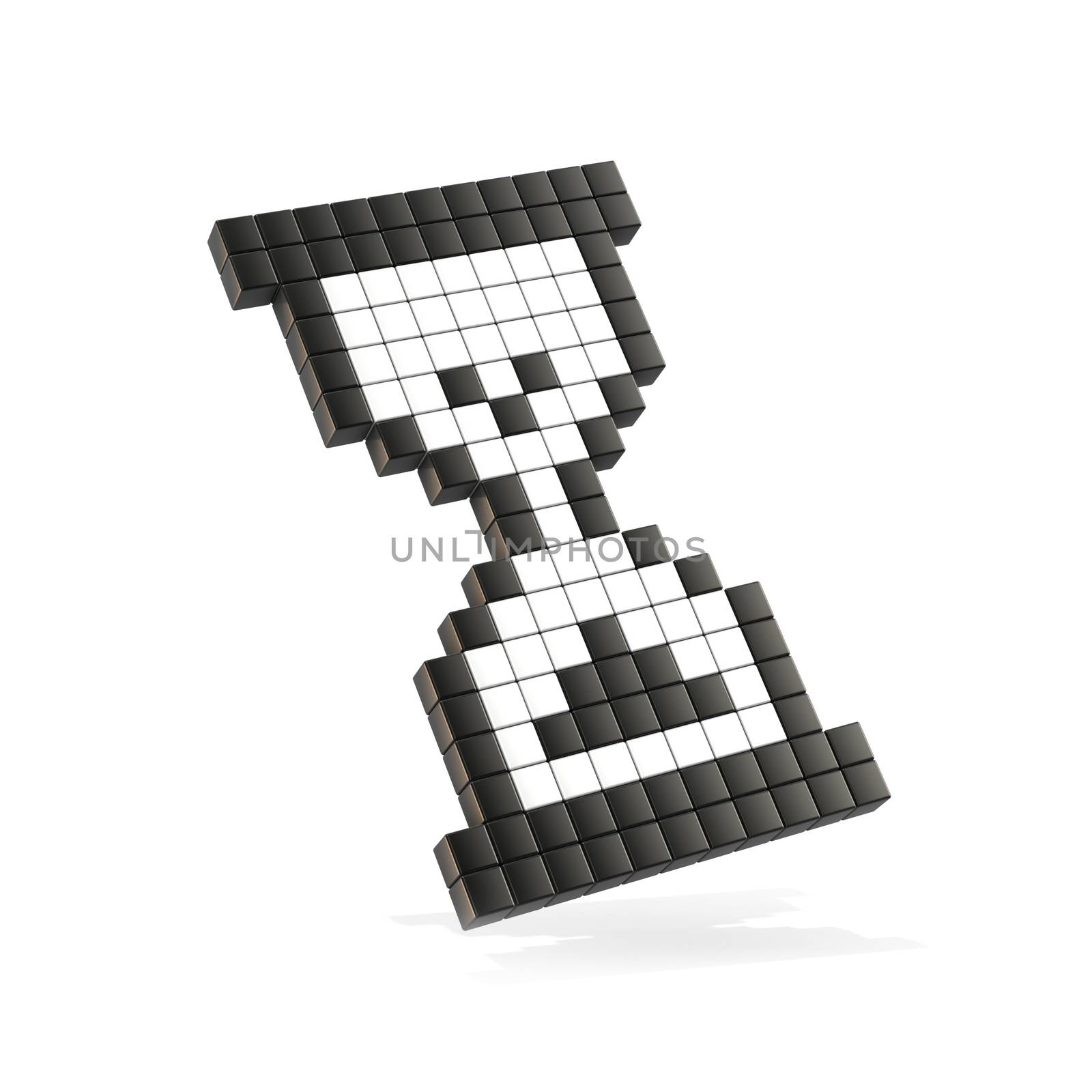 Hourglass mouse cursor. 3D render illustration isolated on white background. Small version