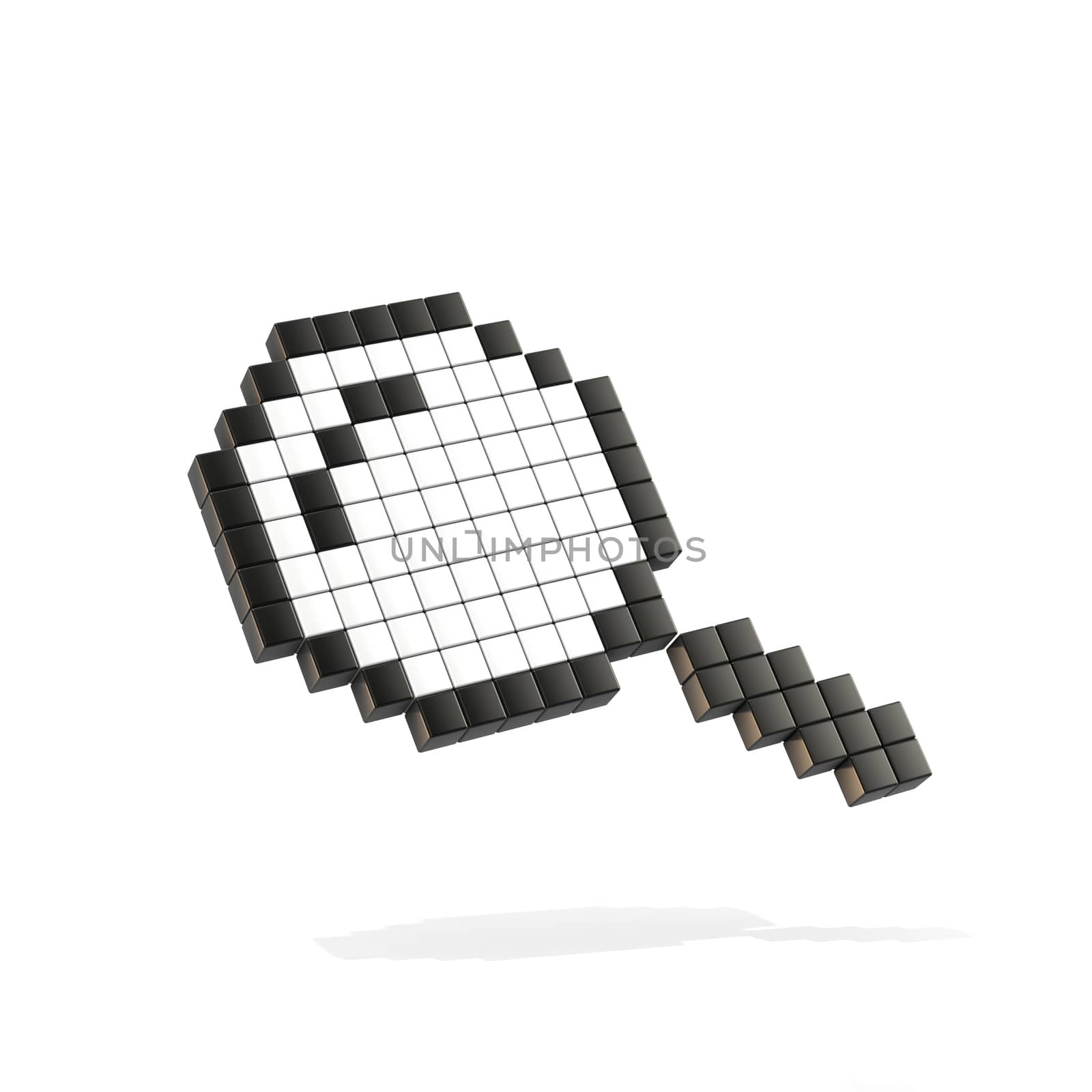 Magnifying glass, loupe mouse cursor. 3D render illustration isolated on white background