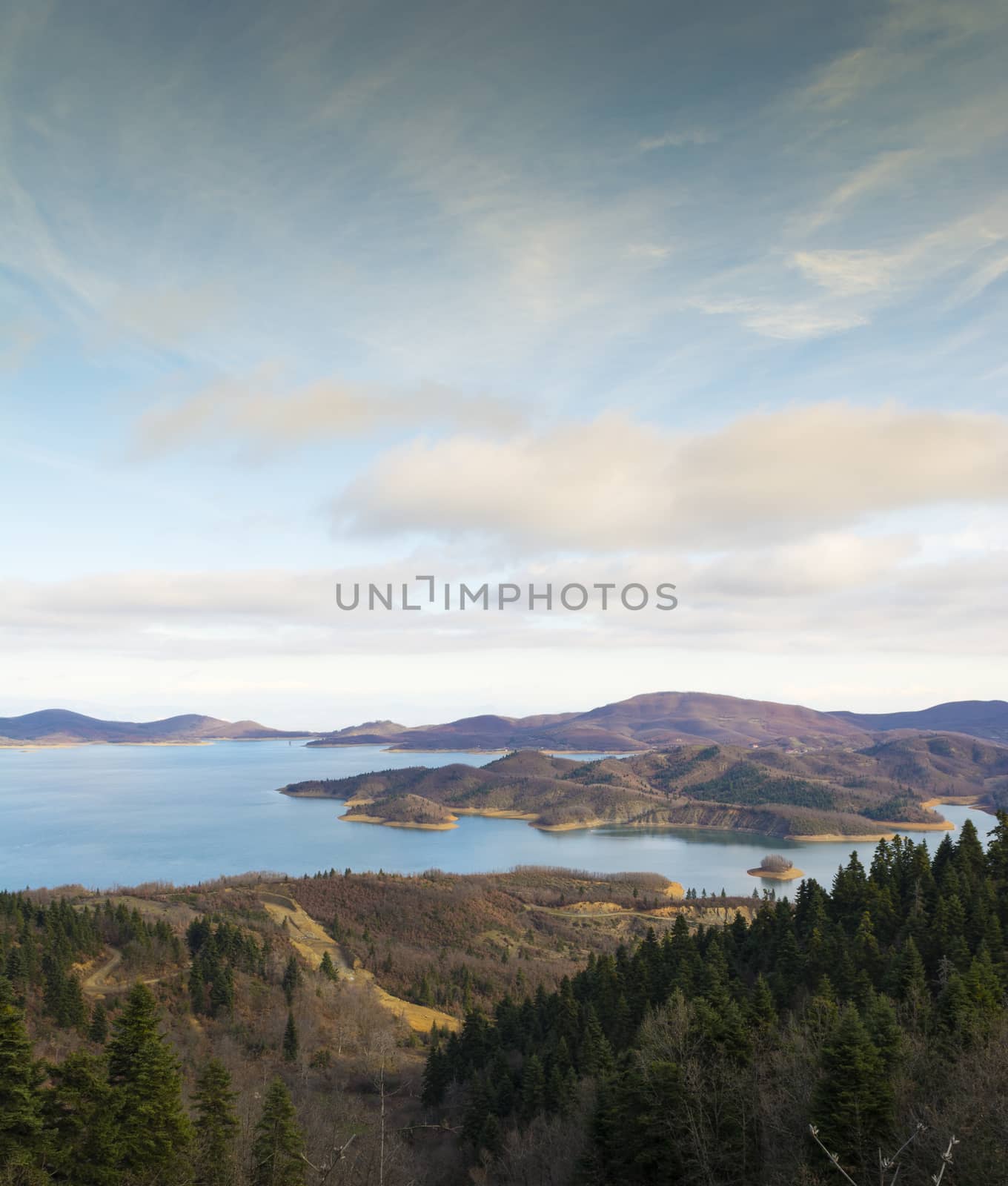 Plastiras lake panoramic view in central Greece