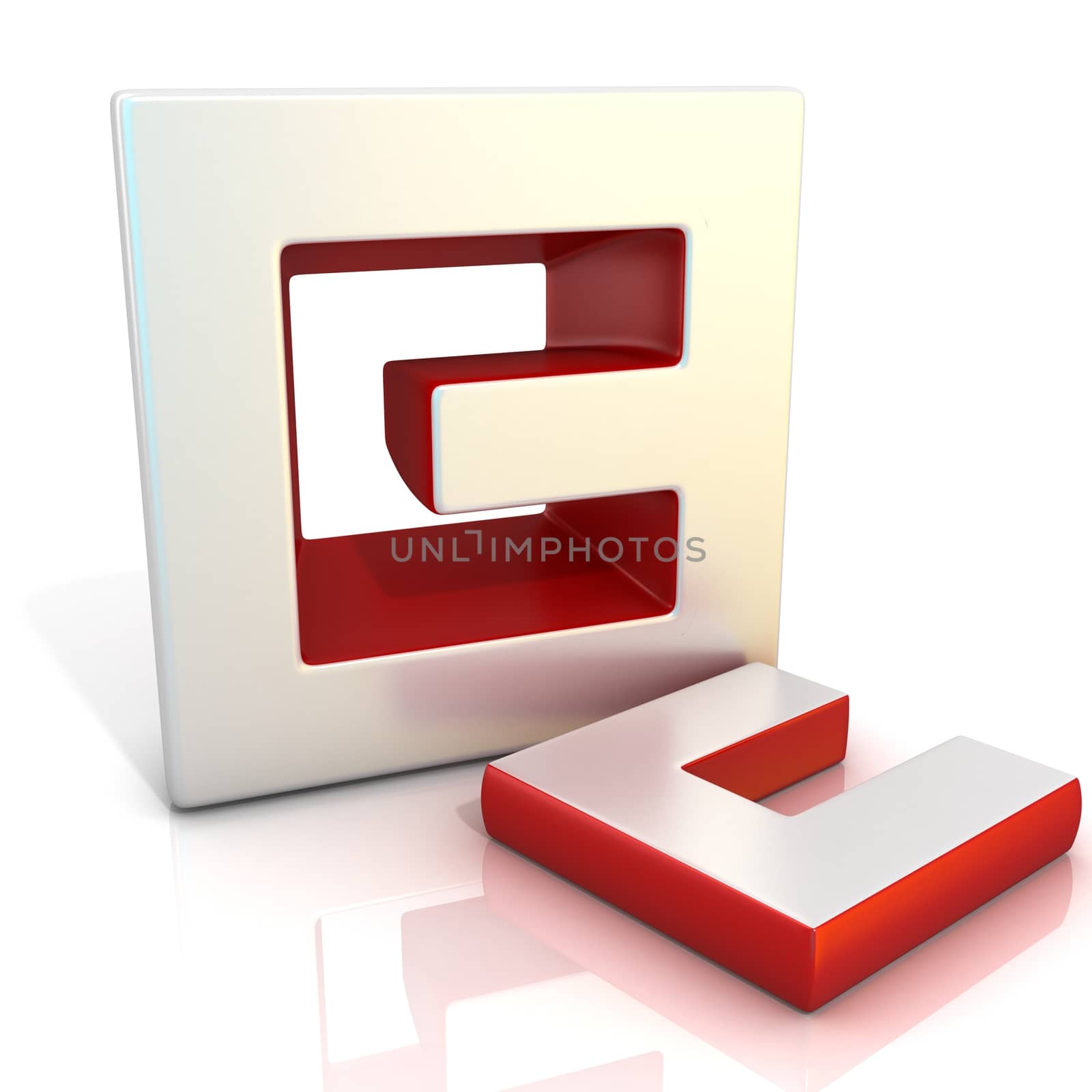 Clear sign. 3D render illustration, isolated on white. Side view