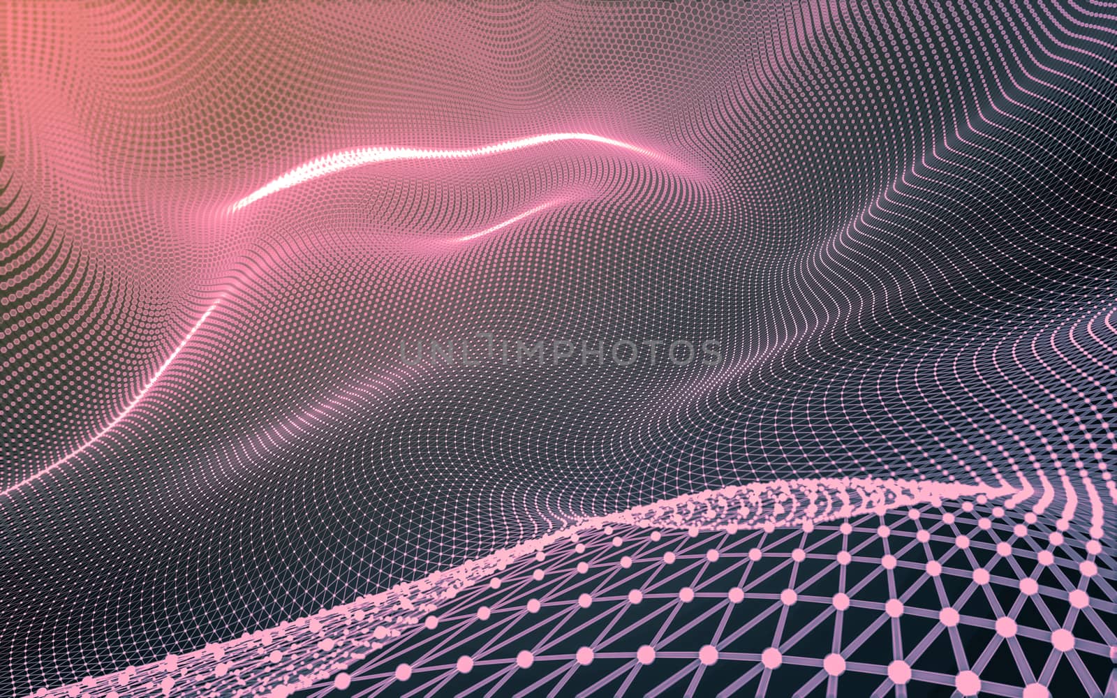 Abstract polygonal space low poly dark background with connecting dots and lines. Connection structure. 3d rendering