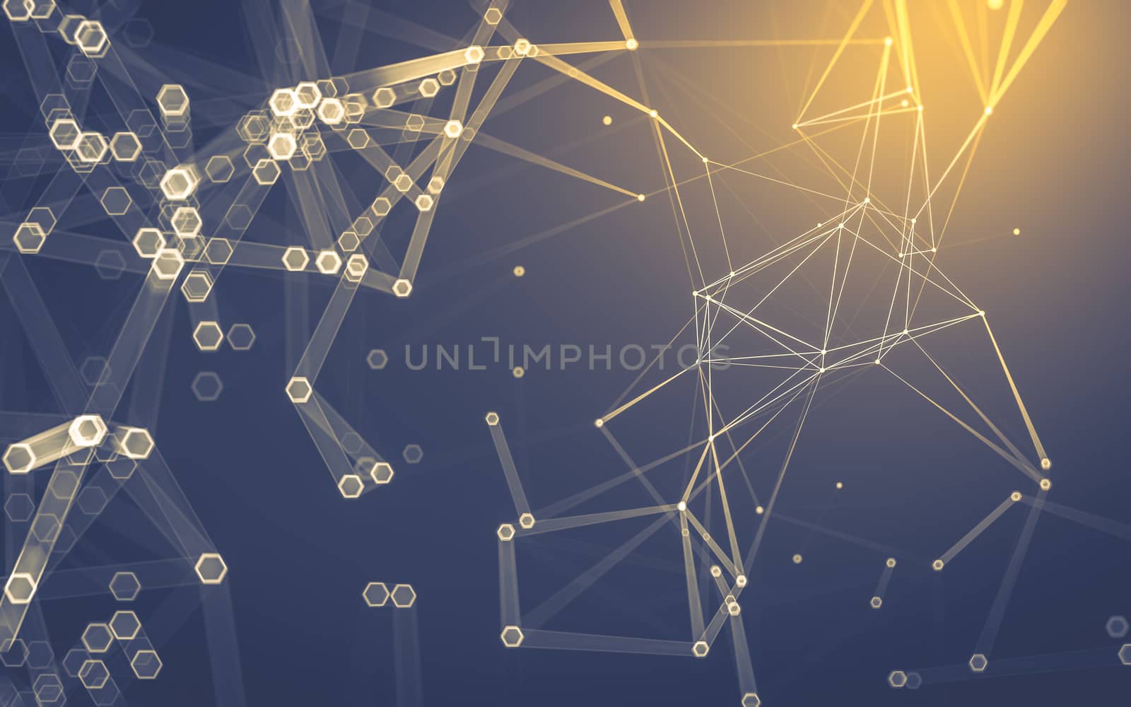 Abstract polygonal space low poly dark background with connecting dots and lines. Connection structure. 3d rendering