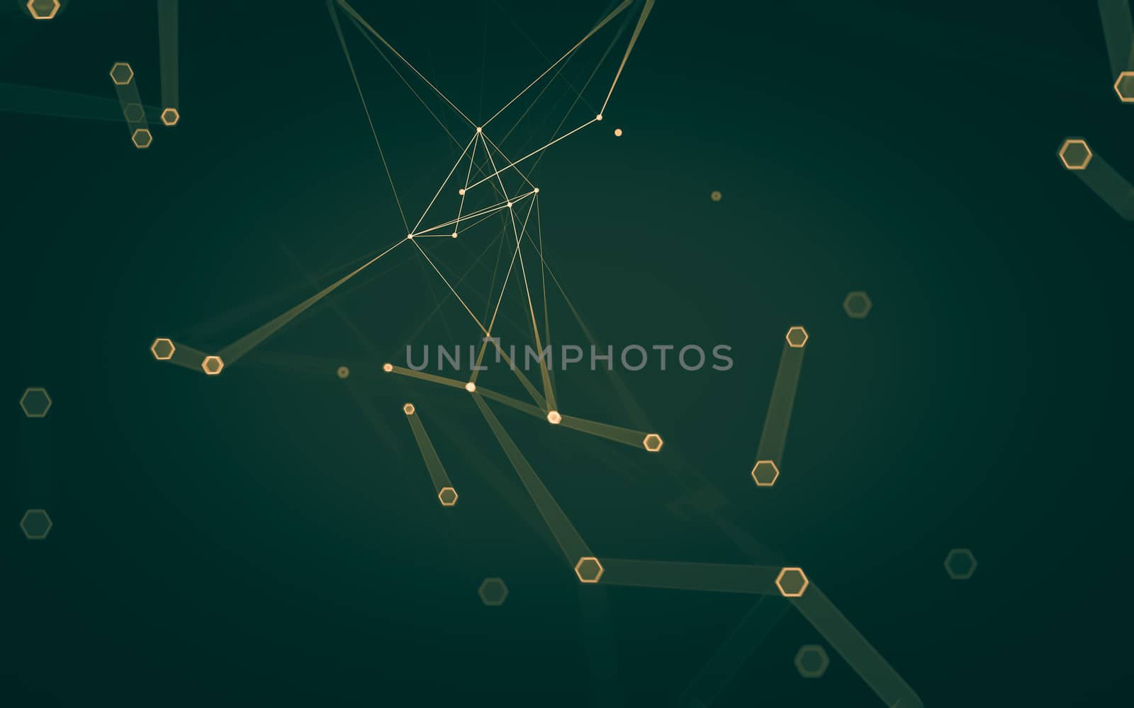 Abstract polygonal space low poly dark background, 3d rendering by teerawit