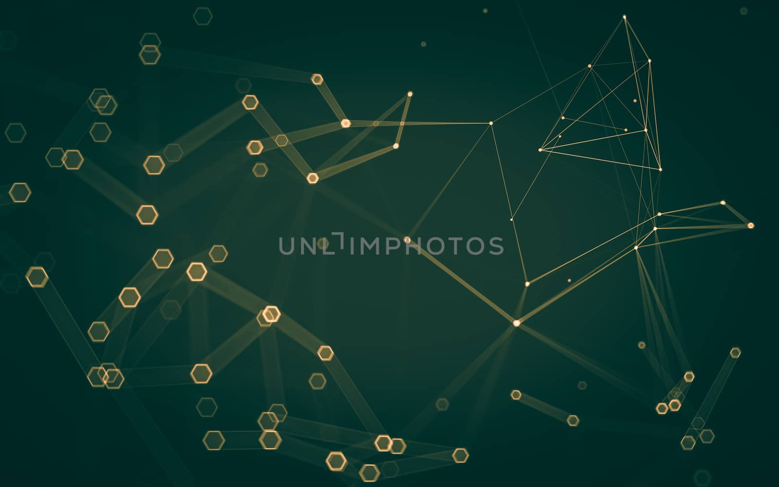 Abstract polygonal space low poly dark background with connecting dots and lines. Connection structure. 3d rendering