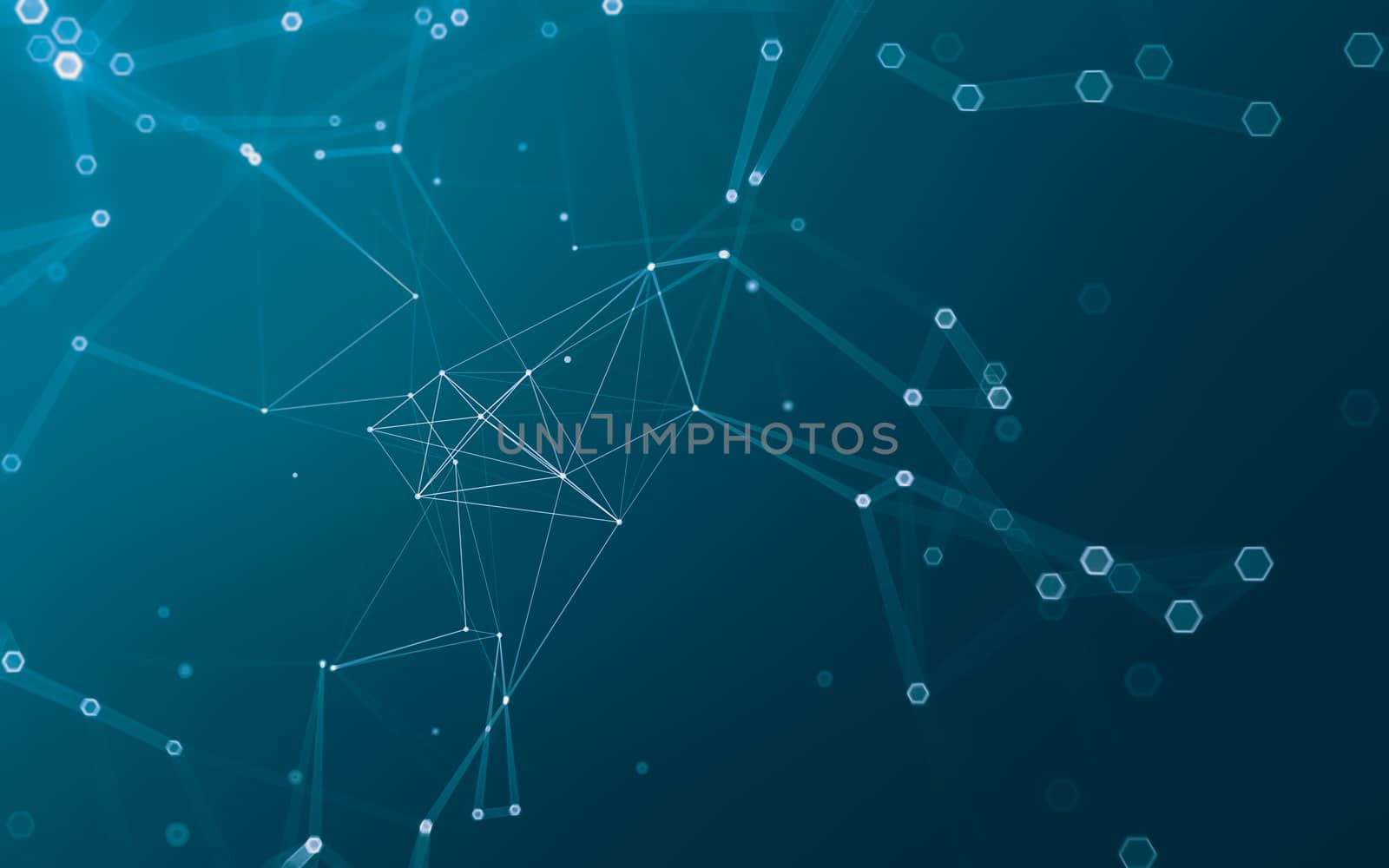 Abstract polygonal space low poly dark background with connecting dots and lines. Connection structure. 3d rendering