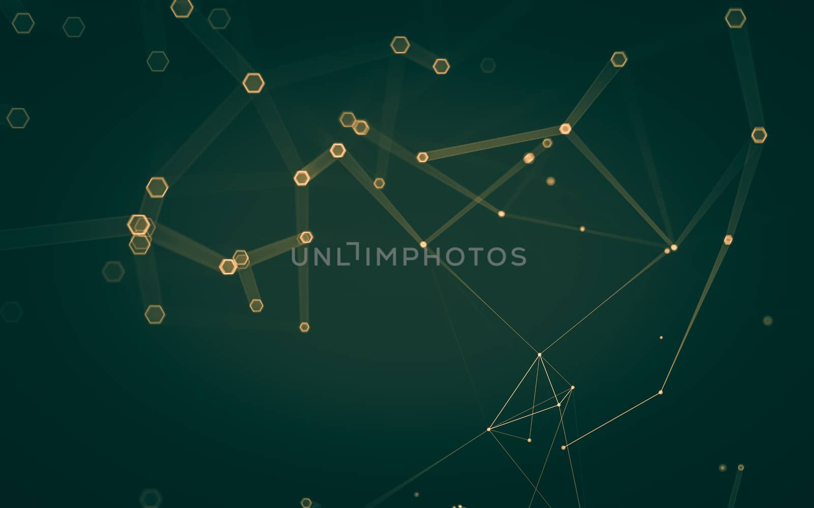 Abstract polygonal space low poly dark background, 3d rendering by teerawit