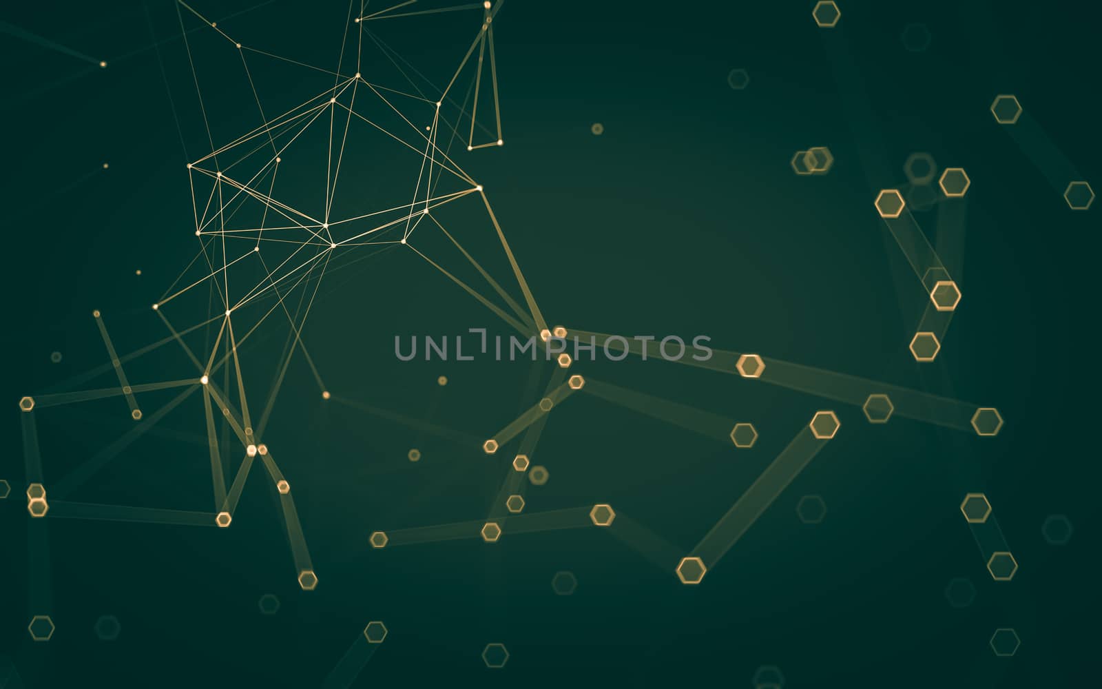 Abstract polygonal space low poly dark background, 3d rendering by teerawit