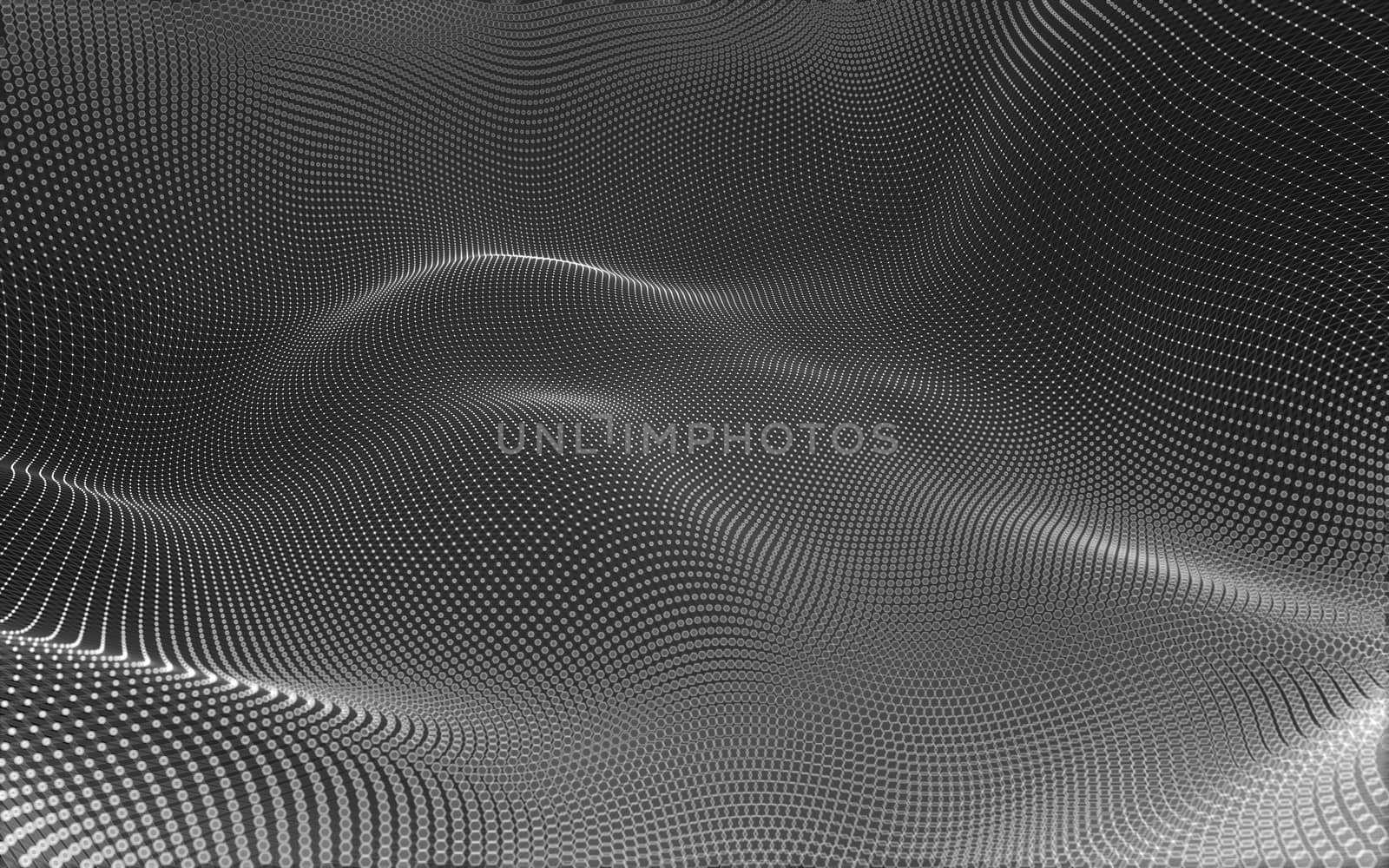 Abstract polygonal space low poly dark background, 3d rendering by teerawit