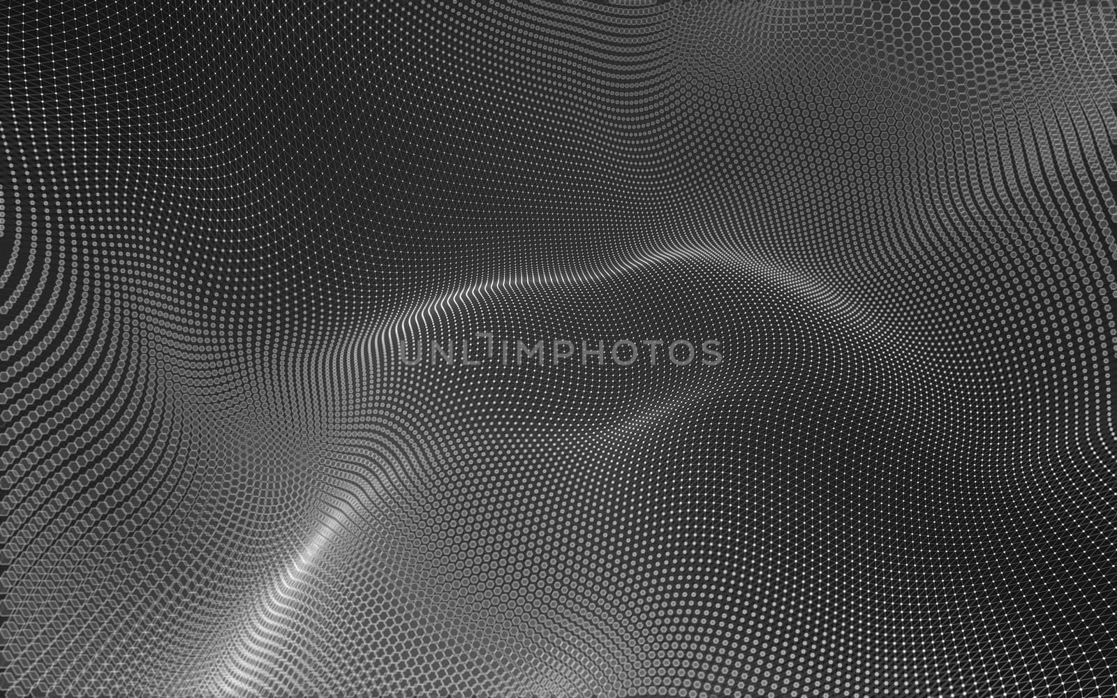 Abstract polygonal space low poly dark background, 3d rendering by teerawit