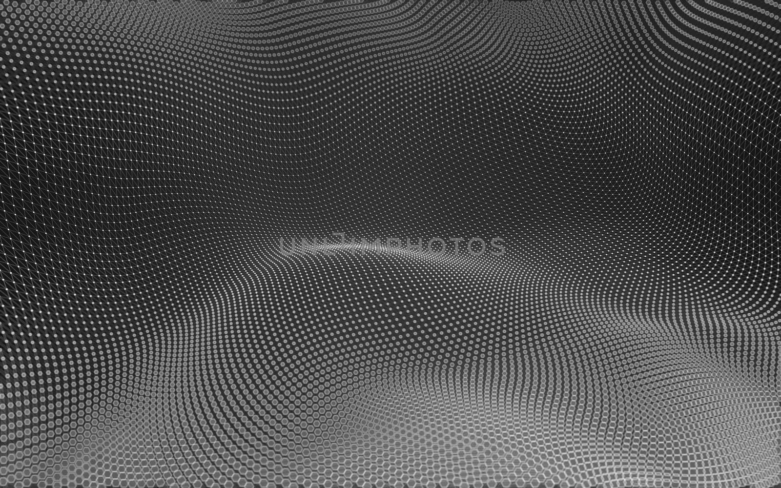 Abstract polygonal space low poly dark background with connecting dots and lines. Connection structure. 3d rendering