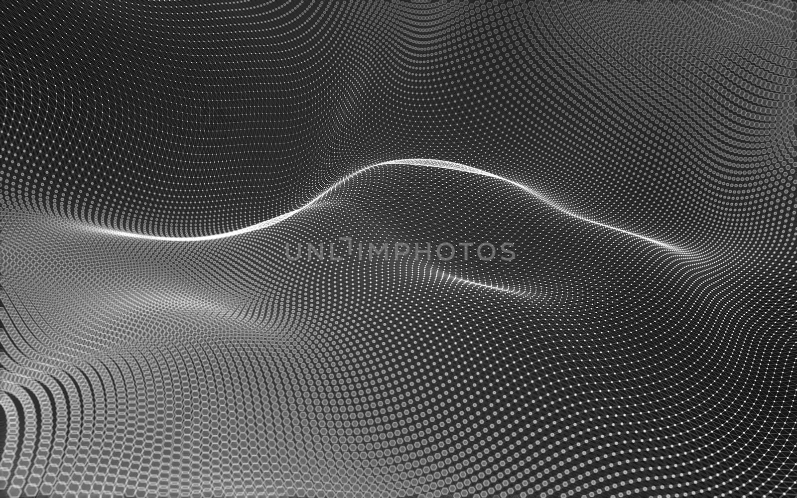 Abstract polygonal space low poly dark background with connecting dots and lines. Connection structure. 3d rendering