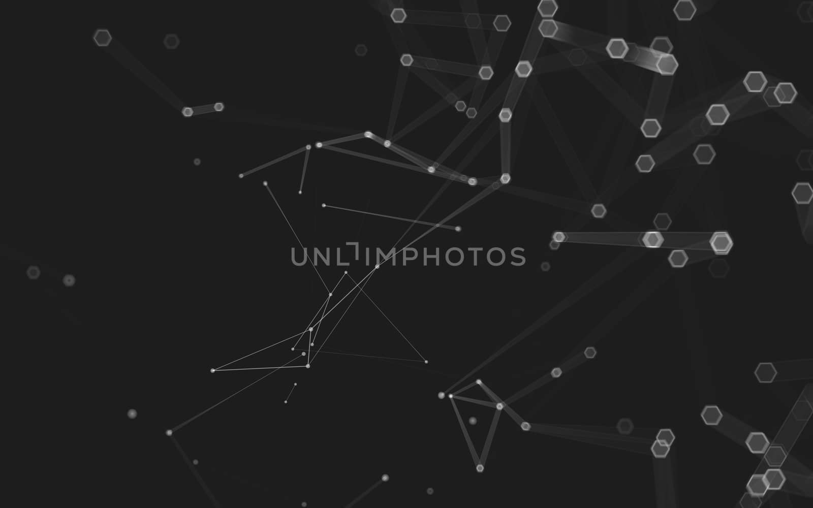 Abstract polygonal space low poly dark background with connecting dots and lines. Connection structure. 3d rendering