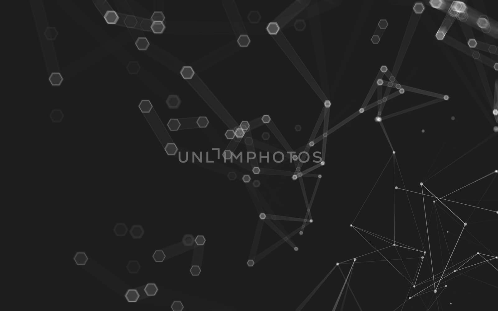 Abstract polygonal space low poly dark background with connecting dots and lines. Connection structure. 3d rendering