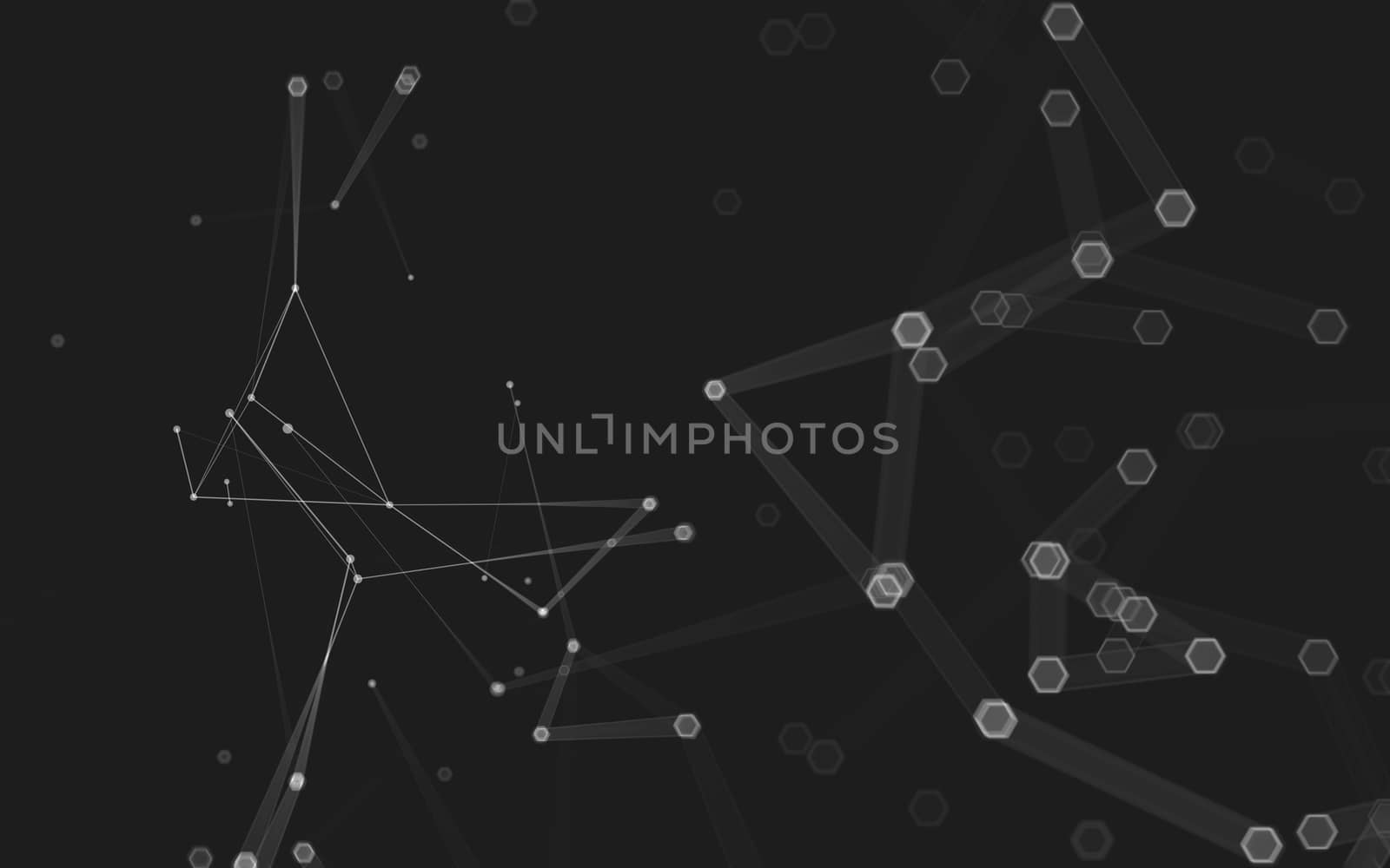 Abstract polygonal space low poly dark background with connecting dots and lines. Connection structure. 3d rendering