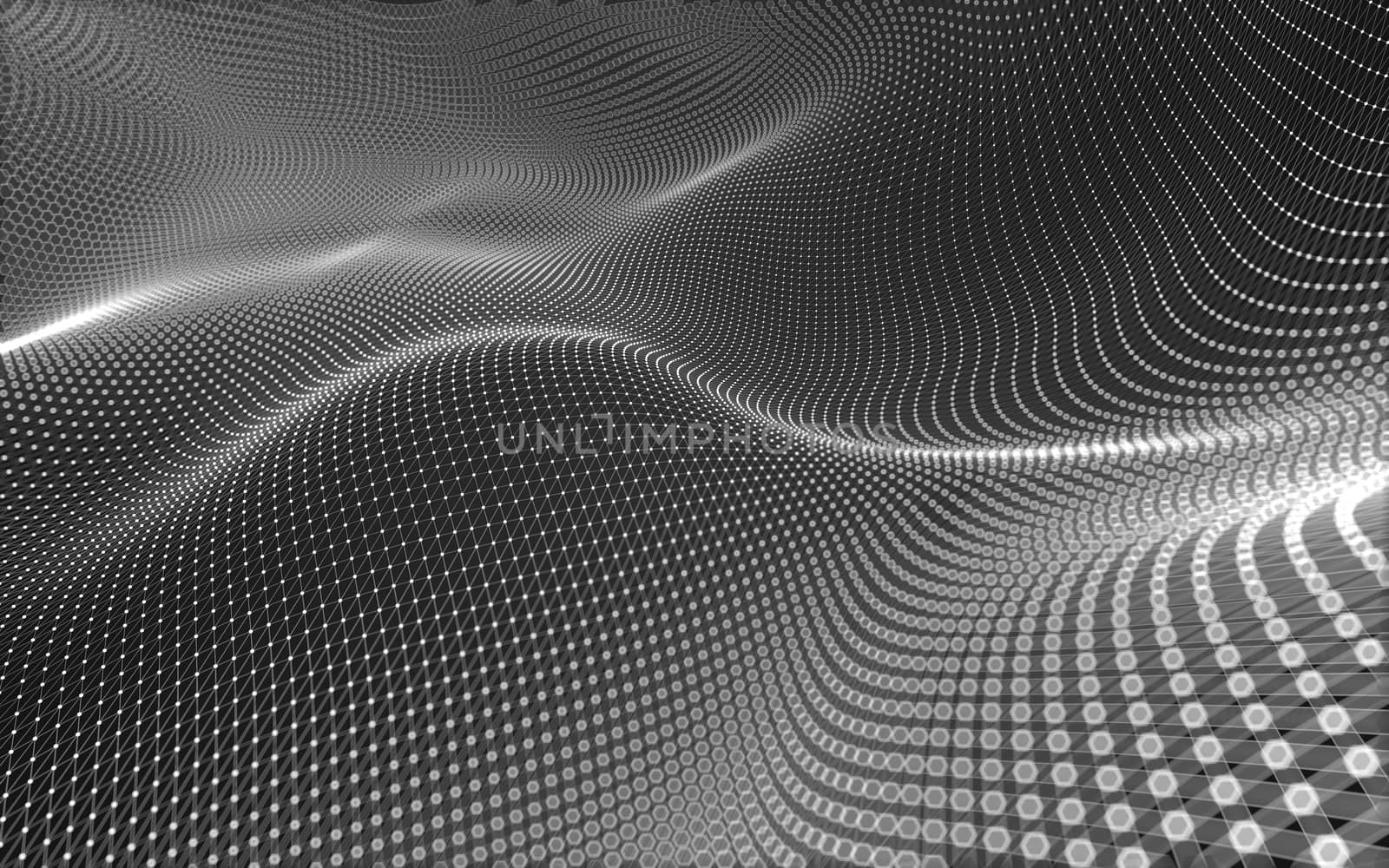 Abstract polygonal space low poly dark background with connecting dots and lines. Connection structure. 3d rendering