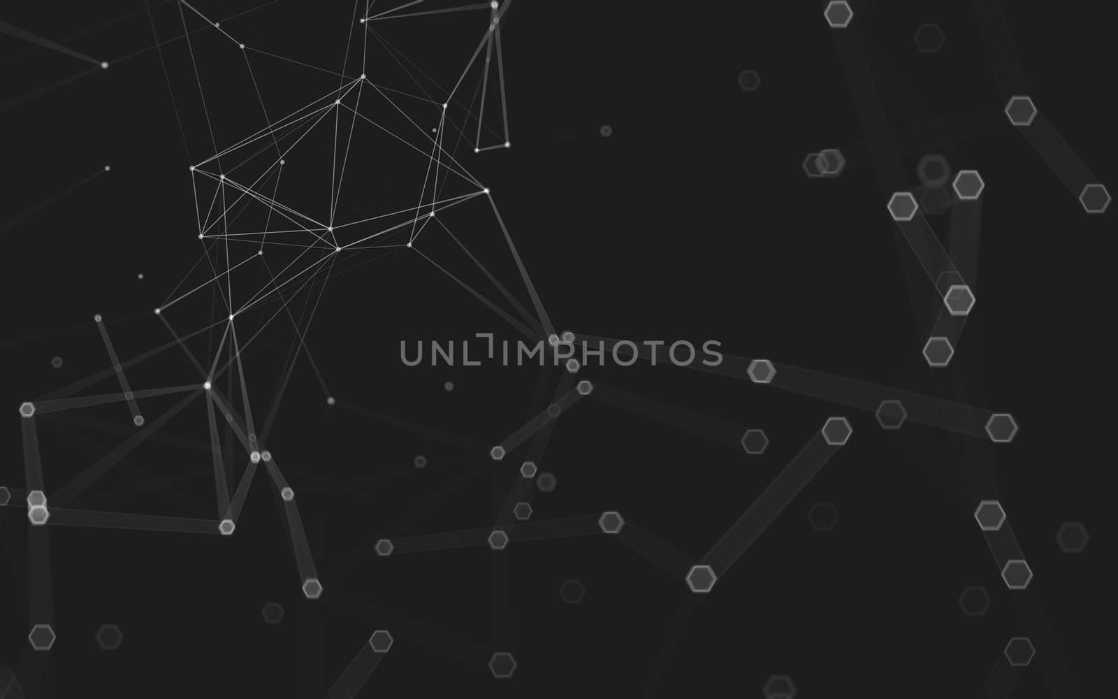 Abstract polygonal space low poly dark background with connecting dots and lines. Connection structure. 3d rendering