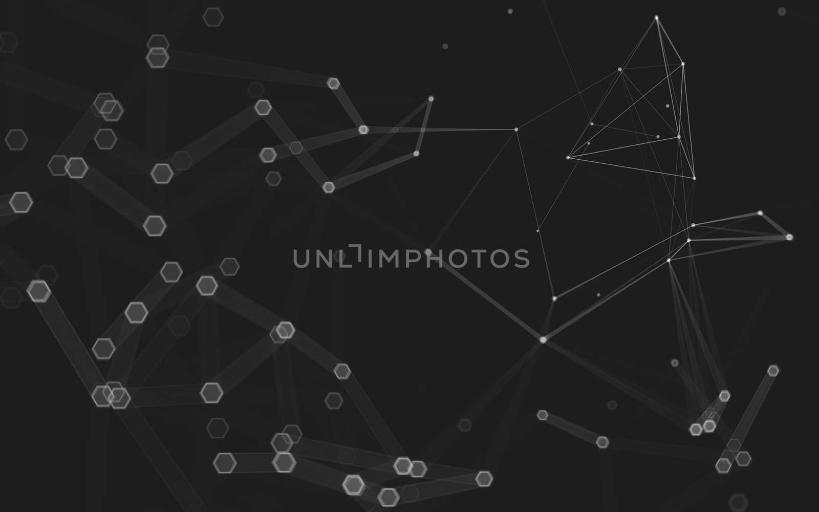 Abstract polygonal space low poly dark background with connecting dots and lines. Connection structure. 3d rendering