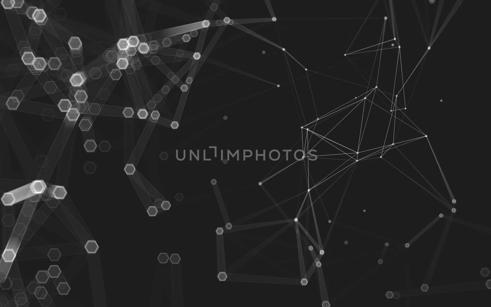 Abstract polygonal space low poly dark background with connecting dots and lines. Connection structure. 3d rendering