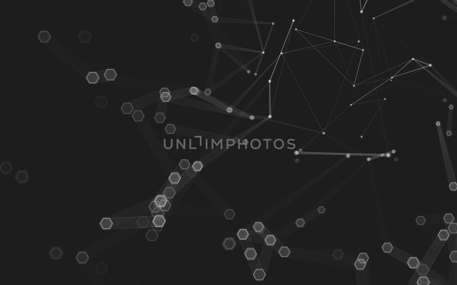 Abstract polygonal space low poly dark background with connecting dots and lines. Connection structure. 3d rendering