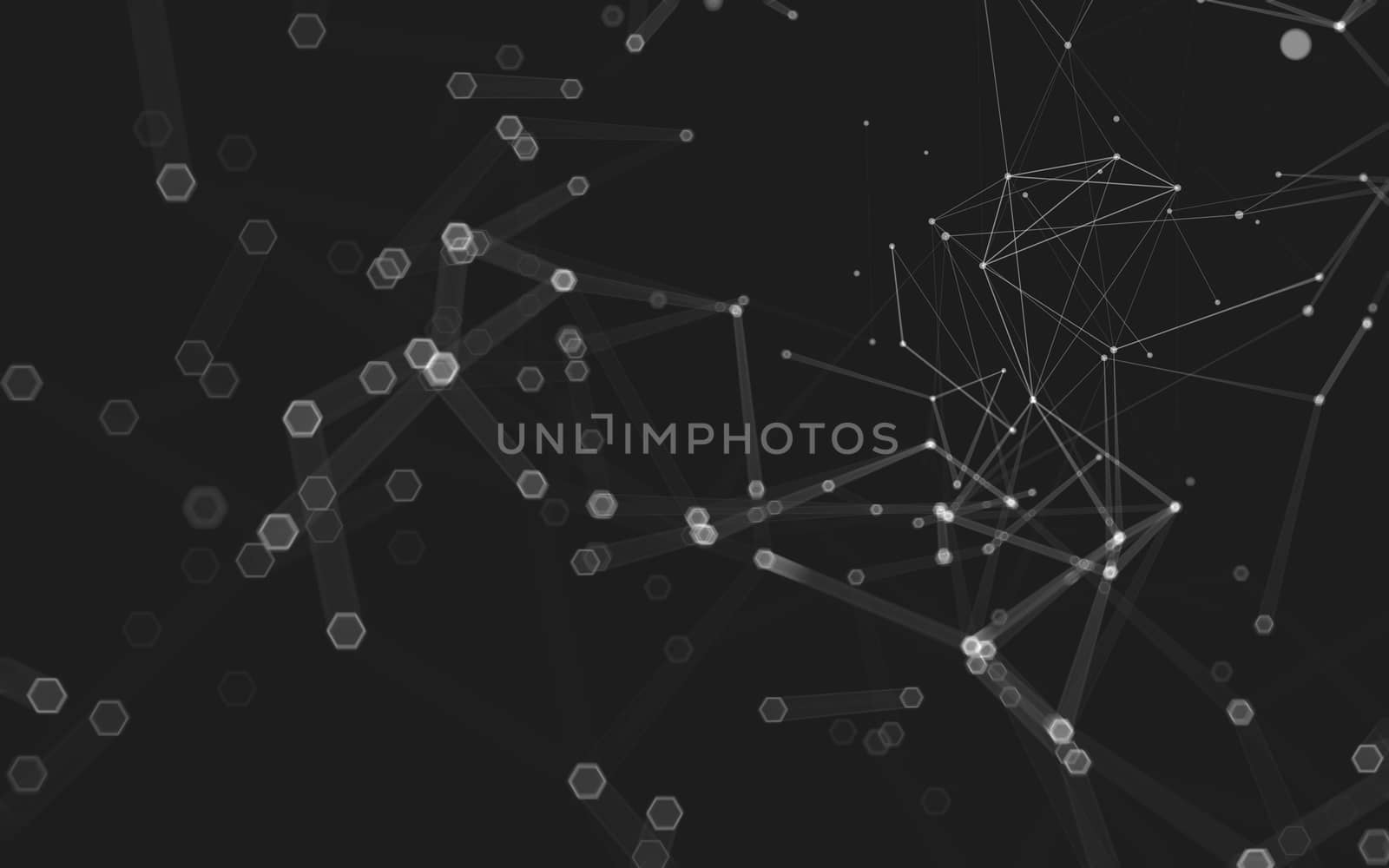 Abstract polygonal space low poly dark background with connecting dots and lines. Connection structure. 3d rendering