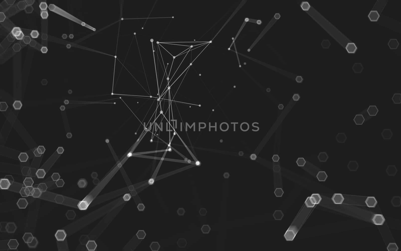 Abstract polygonal space low poly dark background with connecting dots and lines. Connection structure. 3d rendering