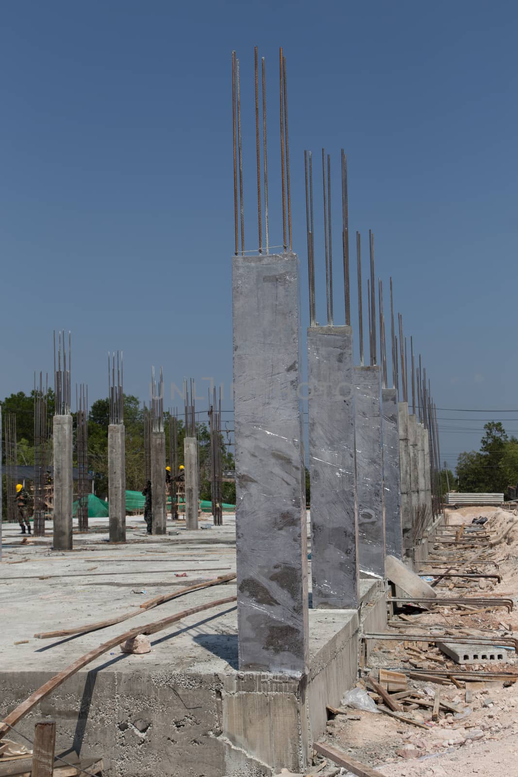 Row of Concrete Pillar  architecture for building construction by ngarare