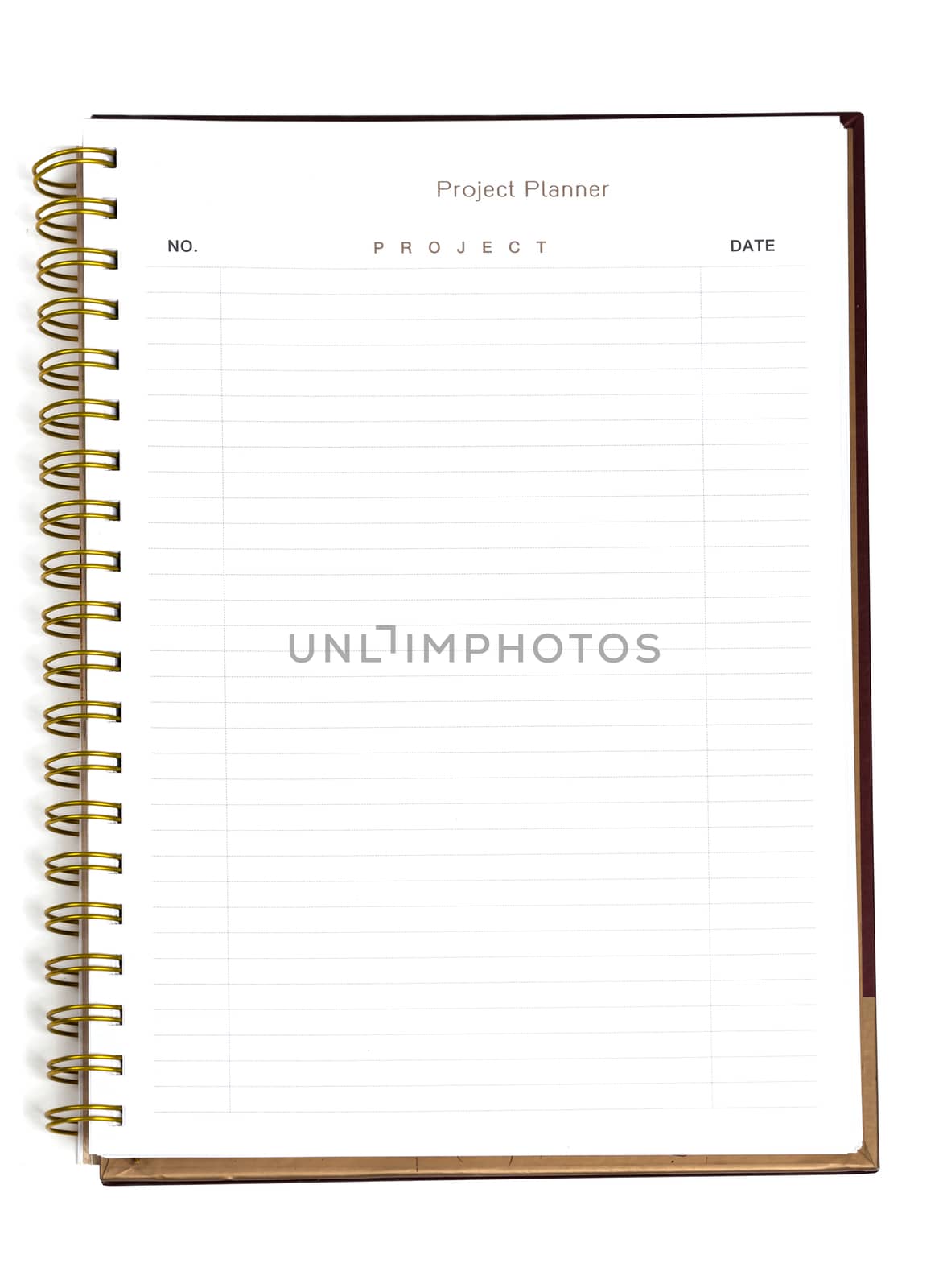 Closeup to agenda on project planner book