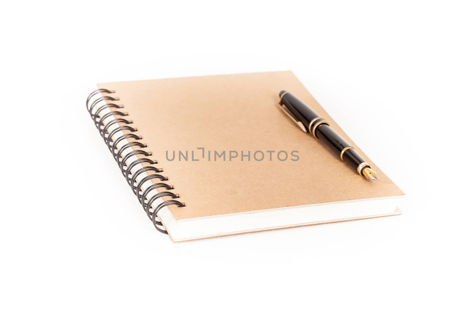 Diary with  pen  on white background