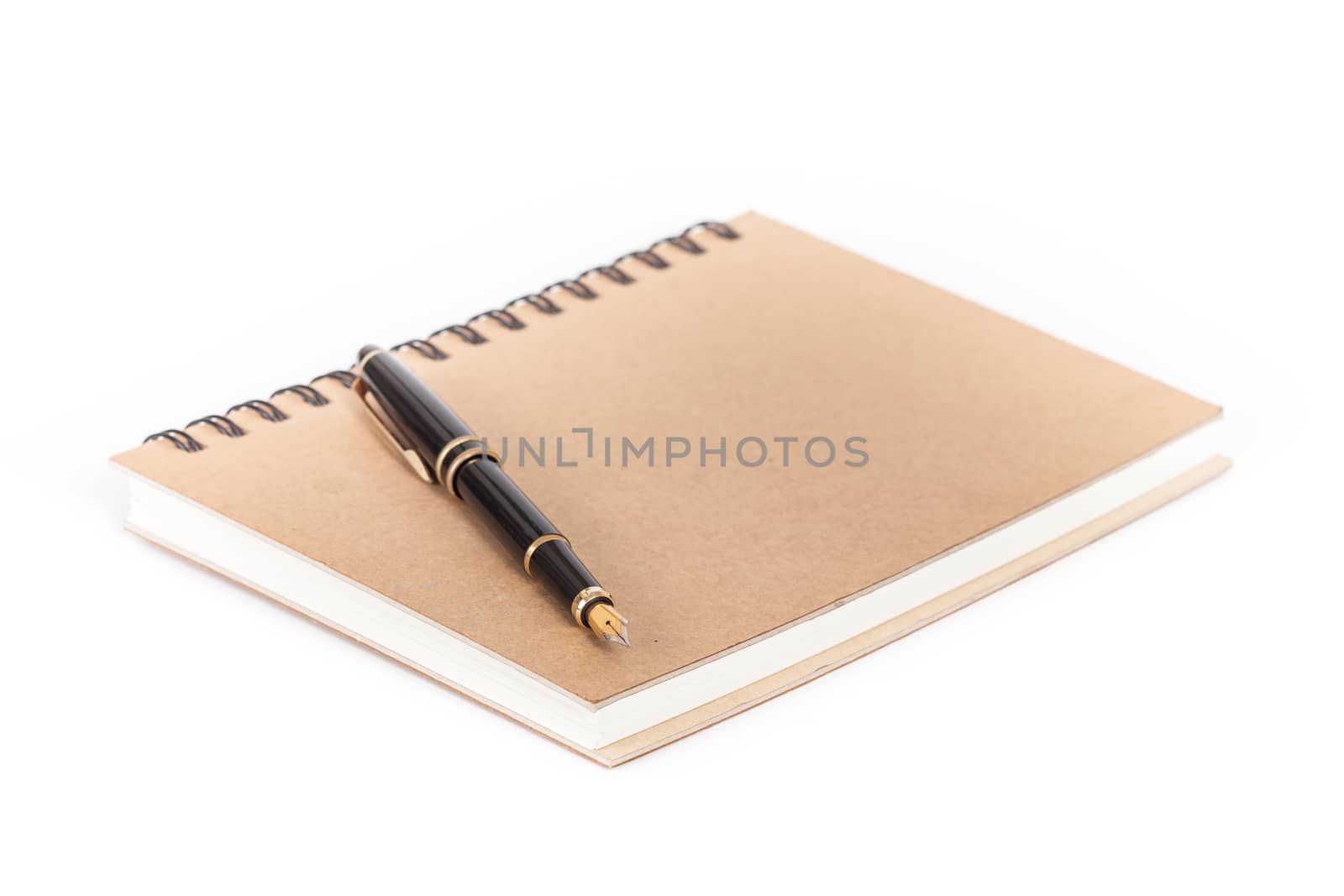 Diary with  pen  on white background